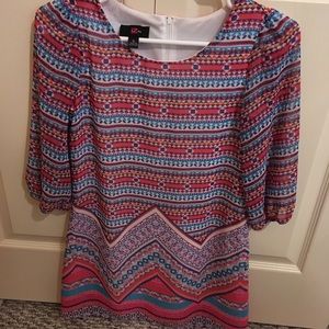 Girl's IZ Byer Long Sleeve Multi Color Dress